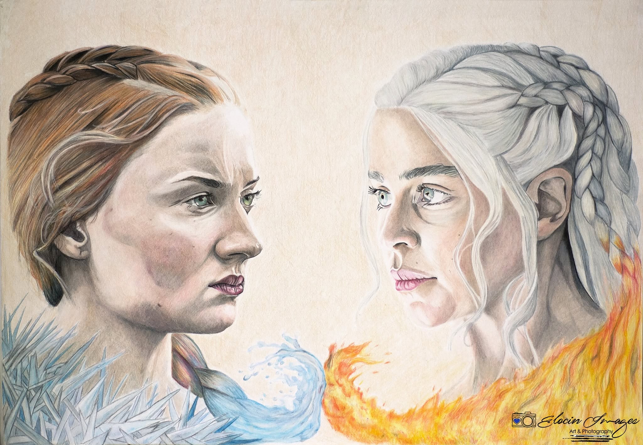 Fire and Ice pencil artwork