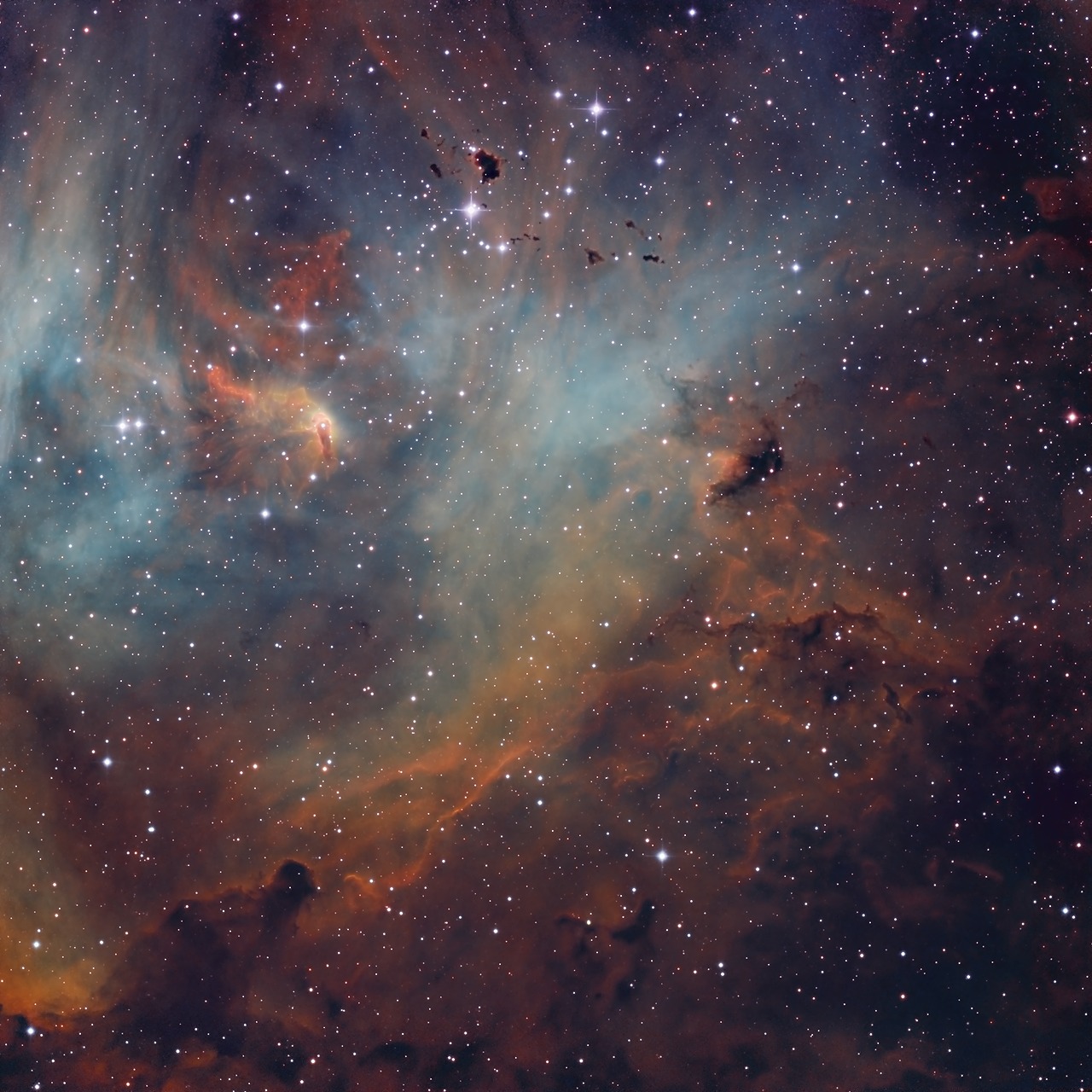 IC 2948, aka the Running Chicken Nebula, imaged with TelescopeLive and processed in PixInsight